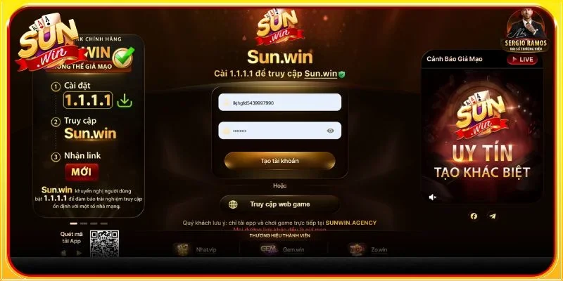 Giao diện đăng ký tài khoản cược tại cổng game SUNWIN rất dễ tiếp cận