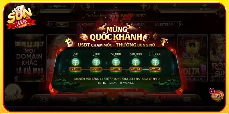 Ưu đãi cực lớn tăng nhiệt mỗi ngày tại sảnh bài SUNWIN